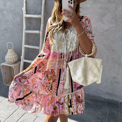 Beautiful Floral Lace Women's Dress - Nocini