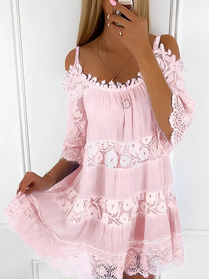 Boho Chic Mini Dress for Women Round Neck Style