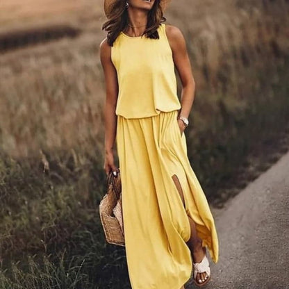 Boho Chic Maxi Dress with Stretchy Waistband