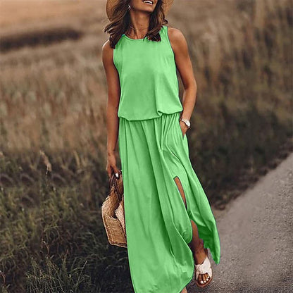 Boho Chic Maxi Dress with Stretchy Waistband