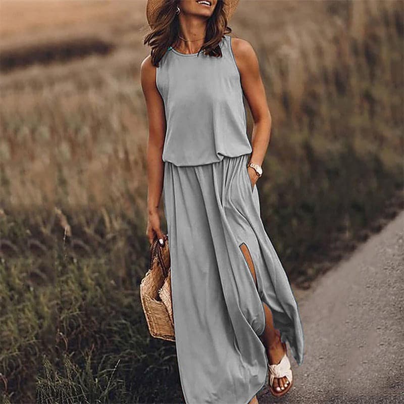 Boho Chic Maxi Dress with Stretchy Waistband
