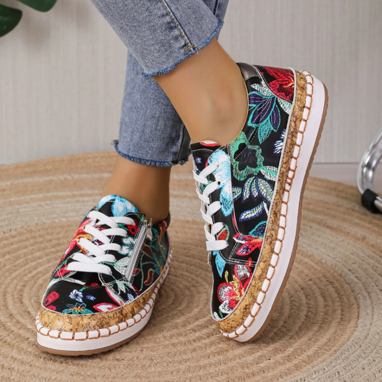 Beautiful Blossom Tie Ankle Shoes for Women