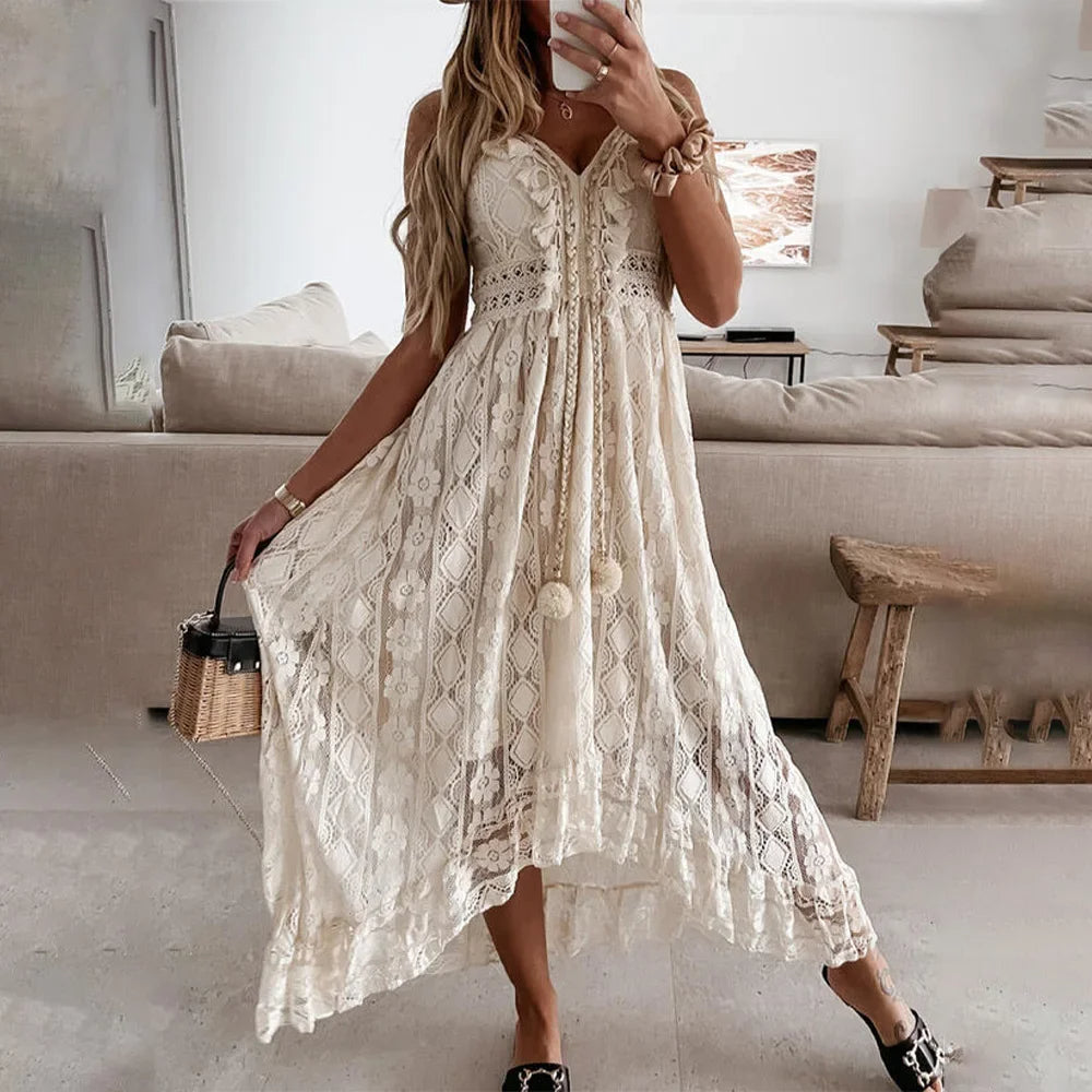 Boho Chic Lace Tassel Summer Dress