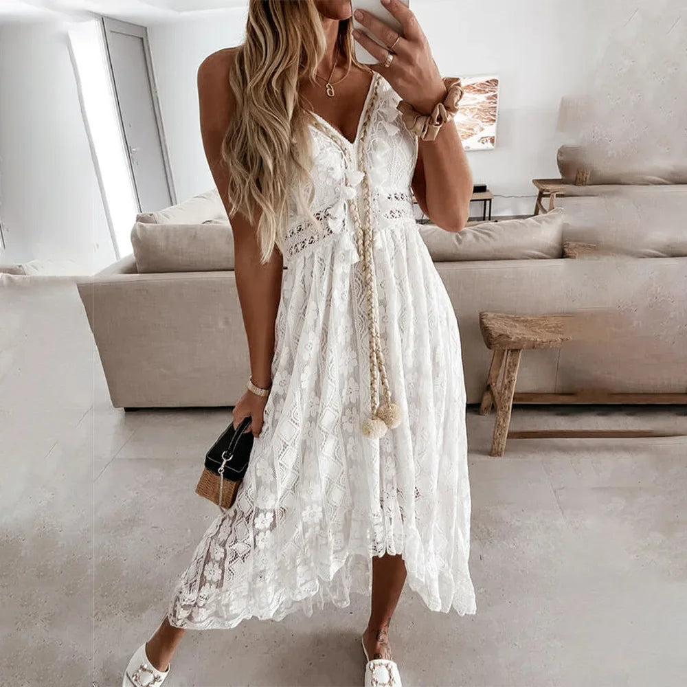 Boho Chic Lace Tassel Summer Dress