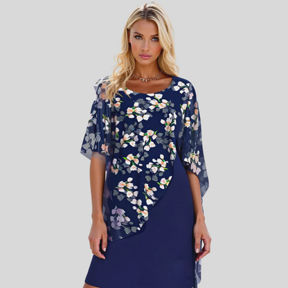 Beautiful Flower Print Chiffon Dress