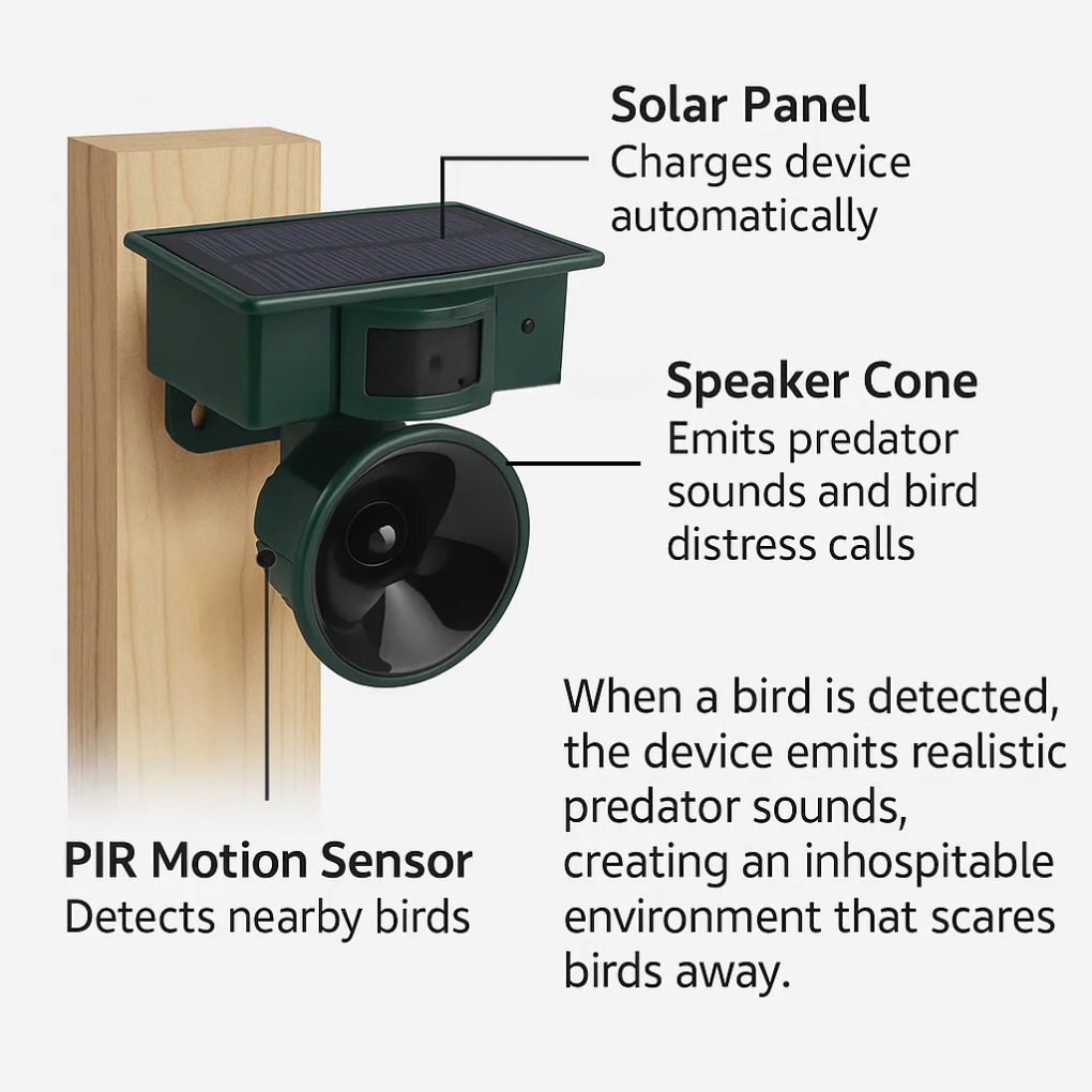 Automatic Bird Repellent and Deterrent Device