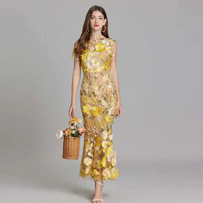 Beautiful Floral Lace Evening Gown Dress