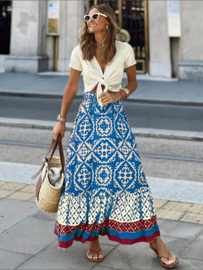 Beautiful Flowy Midi Skirt with Stretchy Waist