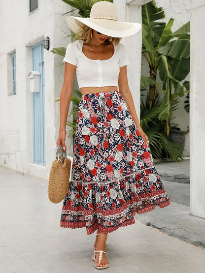 Beautiful Flowy Midi Skirt with Stretchy Waist
