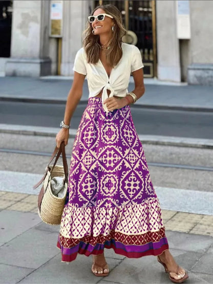 Beautiful Flowy Maxi Skirt with Stretch Waist