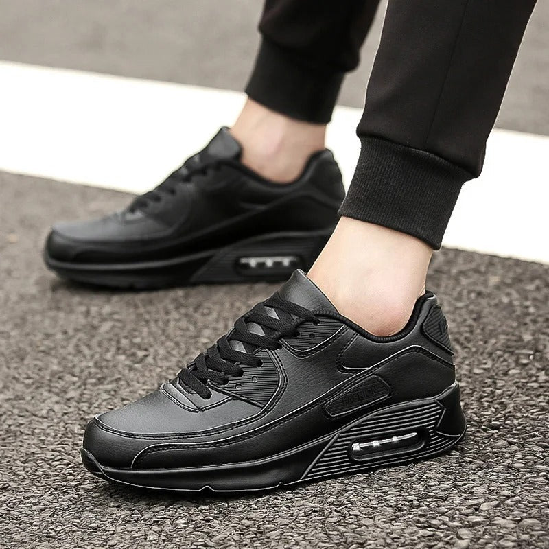 Black Leather High Top Men's Sneakers