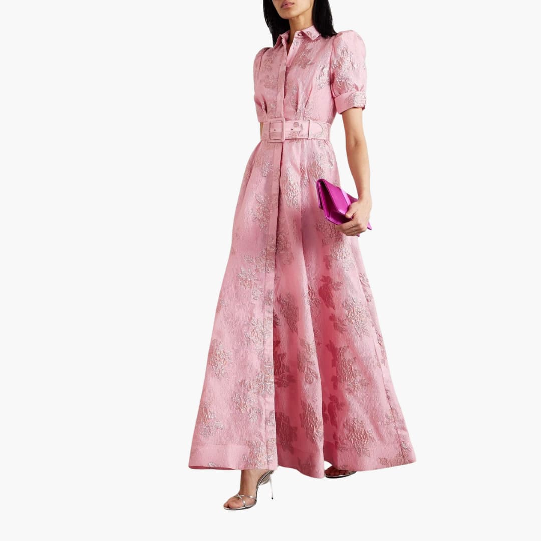 Beautiful Womens Dress with Puff Sleeves and Belt