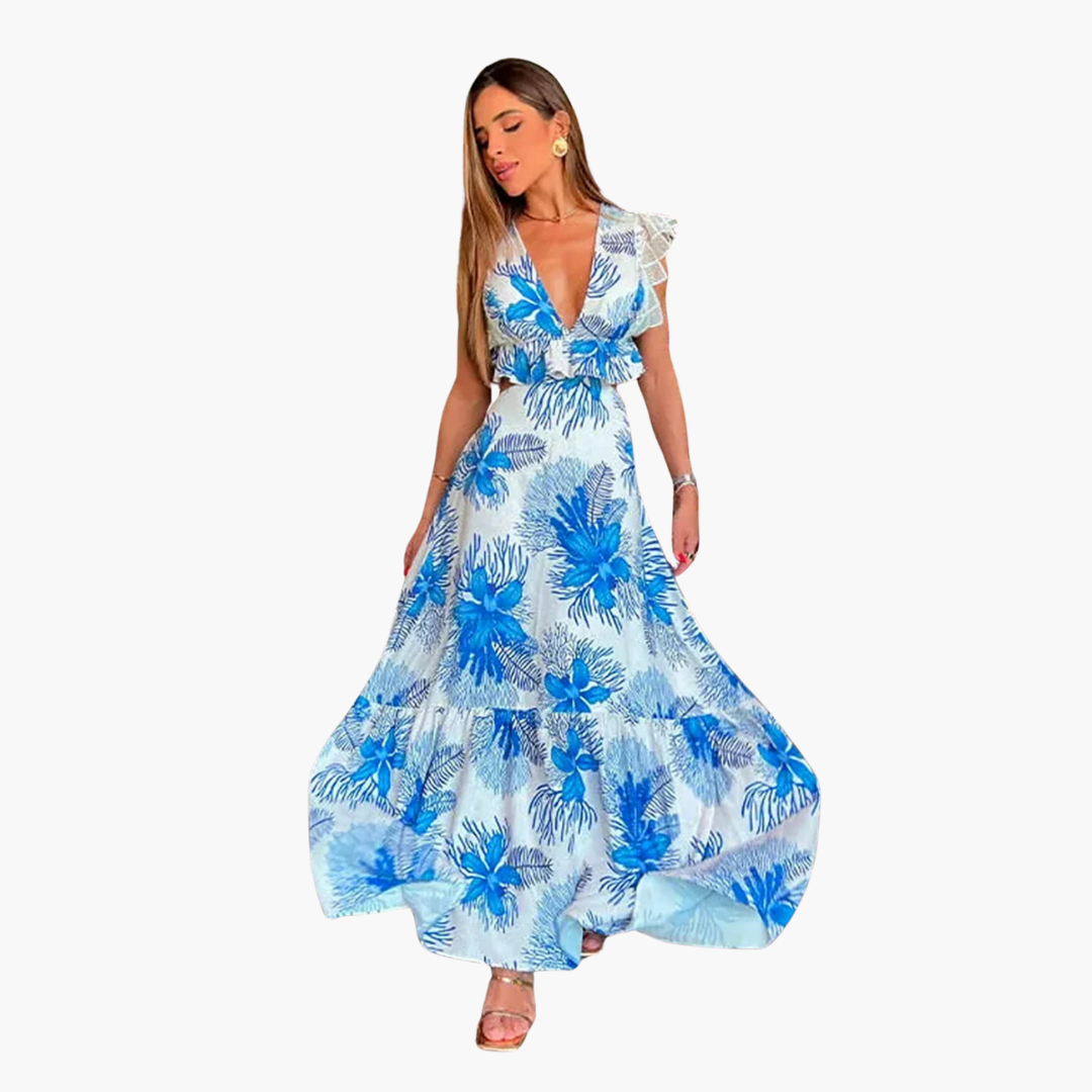 Beautiful Floral Long Dress - Olytrend