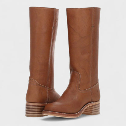 Blue Knee High Leather Boots