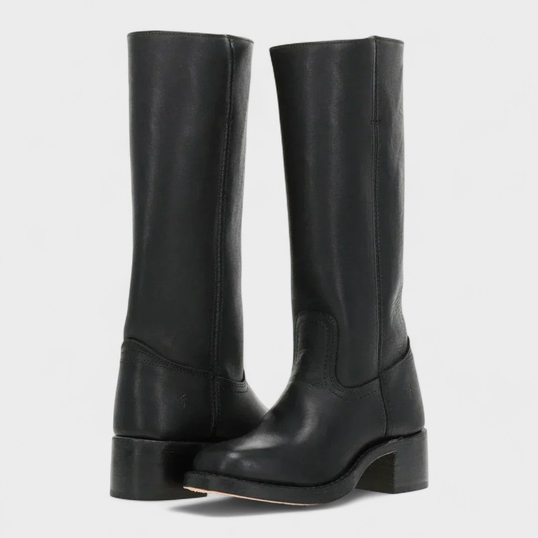 Blue Knee High Leather Boots