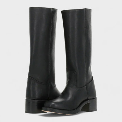 Blue Knee High Leather Boots