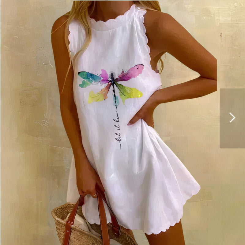 Summer Dress - Eva-White (Butterfly print)-XS-Nora Luxe