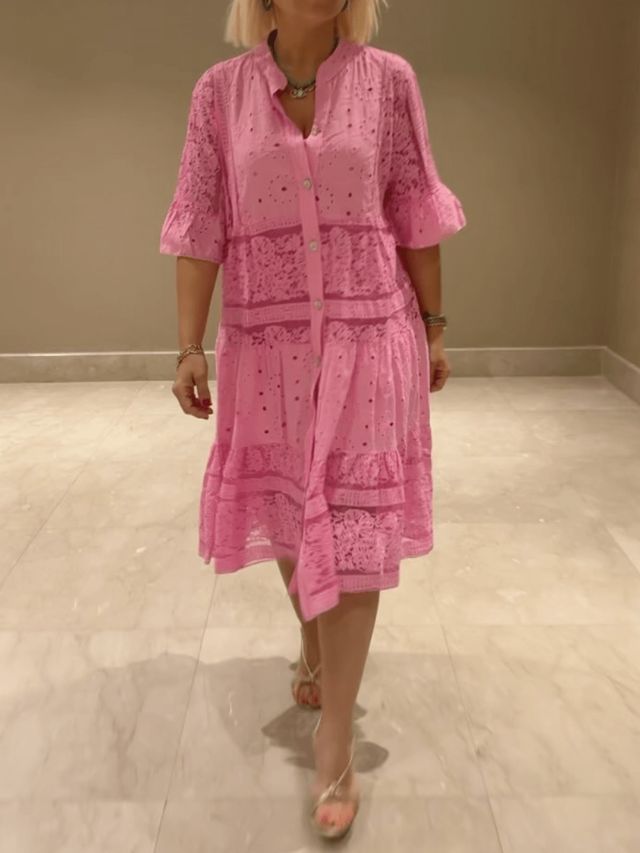 Beautiful Flower Knee Length Dress - Olytrend