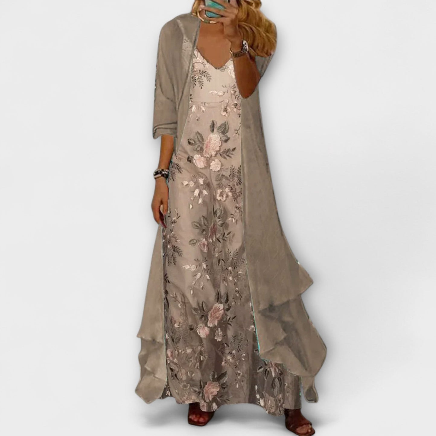 Beautiful Long 2 Piece Evening Dress Set - Olytrend