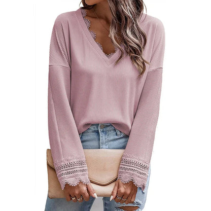Beautiful Lace Detail Crew Neck Sweater