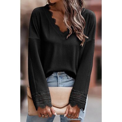 Beautiful Lace Detail Crew Neck Sweater
