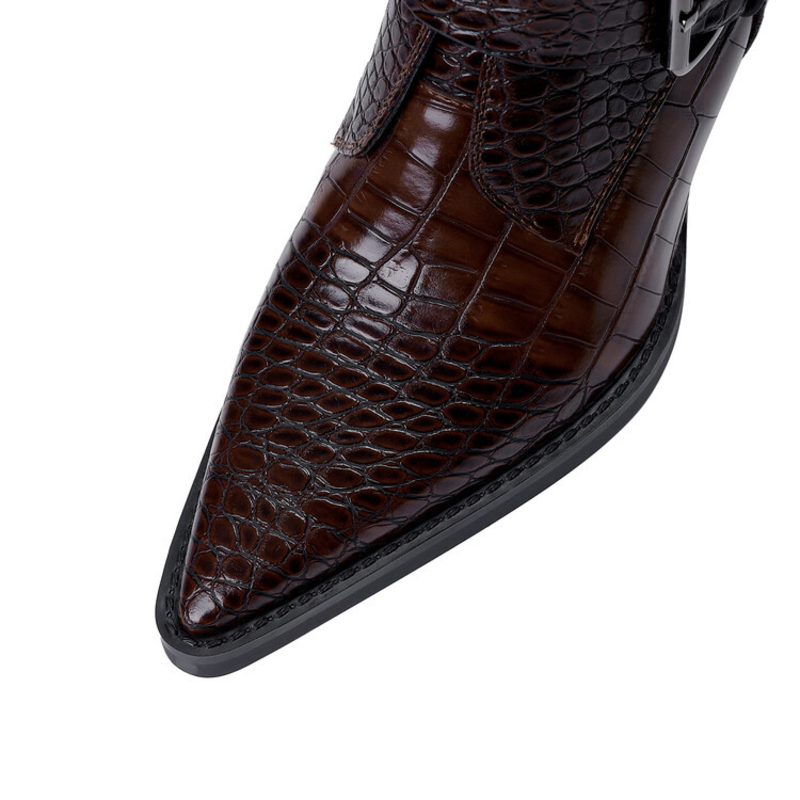 Ankle Buckle Leather Boots