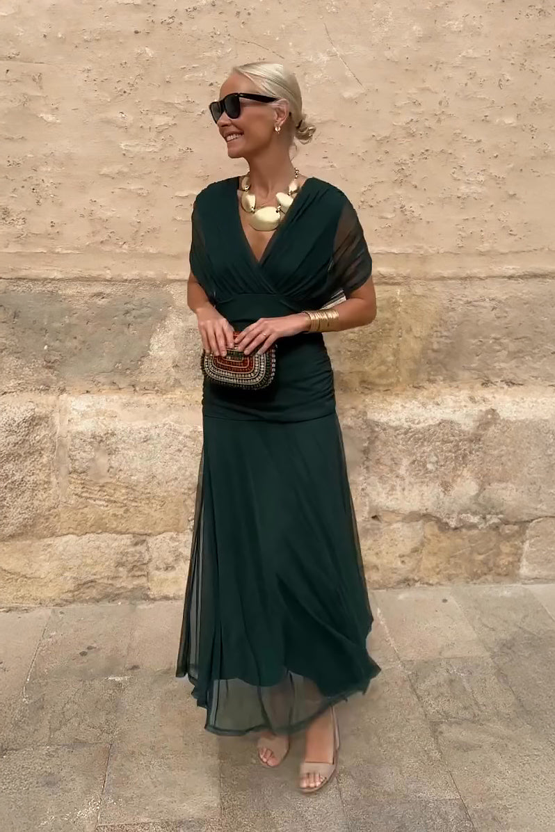 Beautiful V-neck Formal Evening Maxi Dress - Olytrend