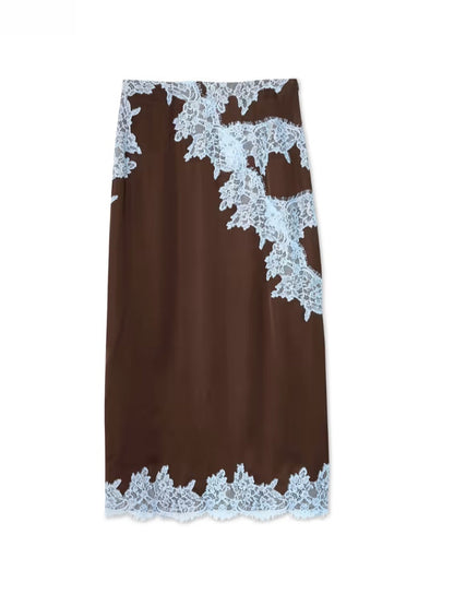 Beautiful Lace Trimmed Top and Skirt Set