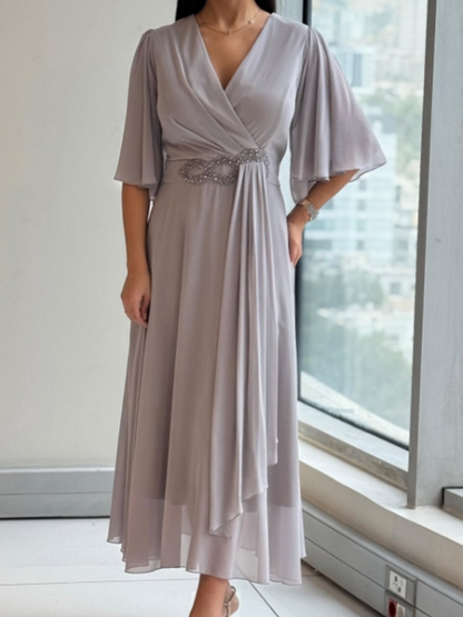 Beautiful V-neck Long Maxi Dress - Olytrend