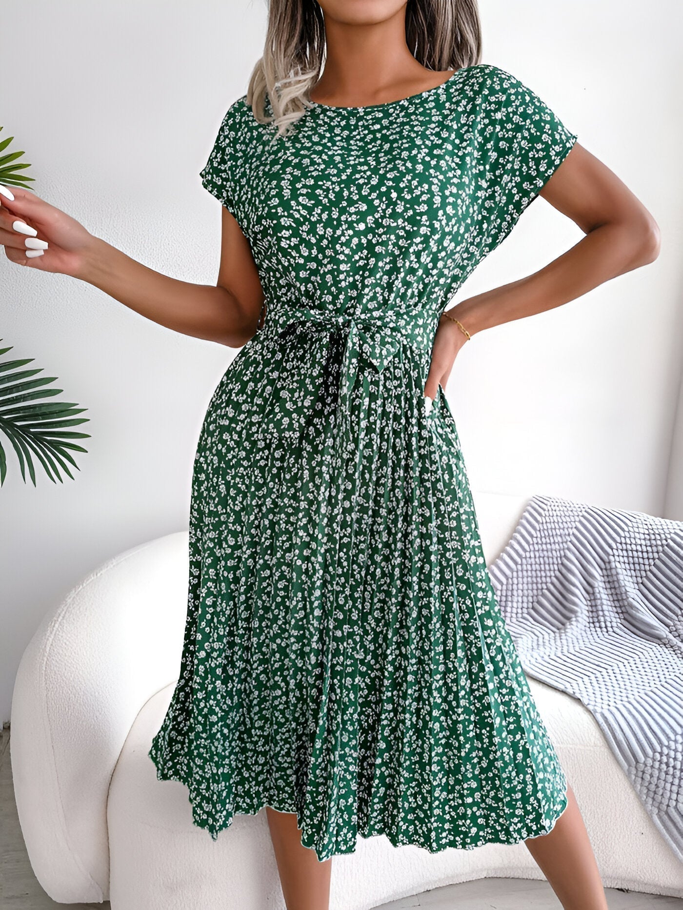 Beautiful Floral Ruffle Woman Dress - Olytrend