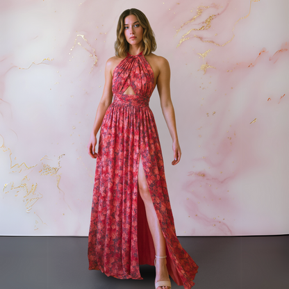 Beautiful Flower Long Evening Dress - Olytrend