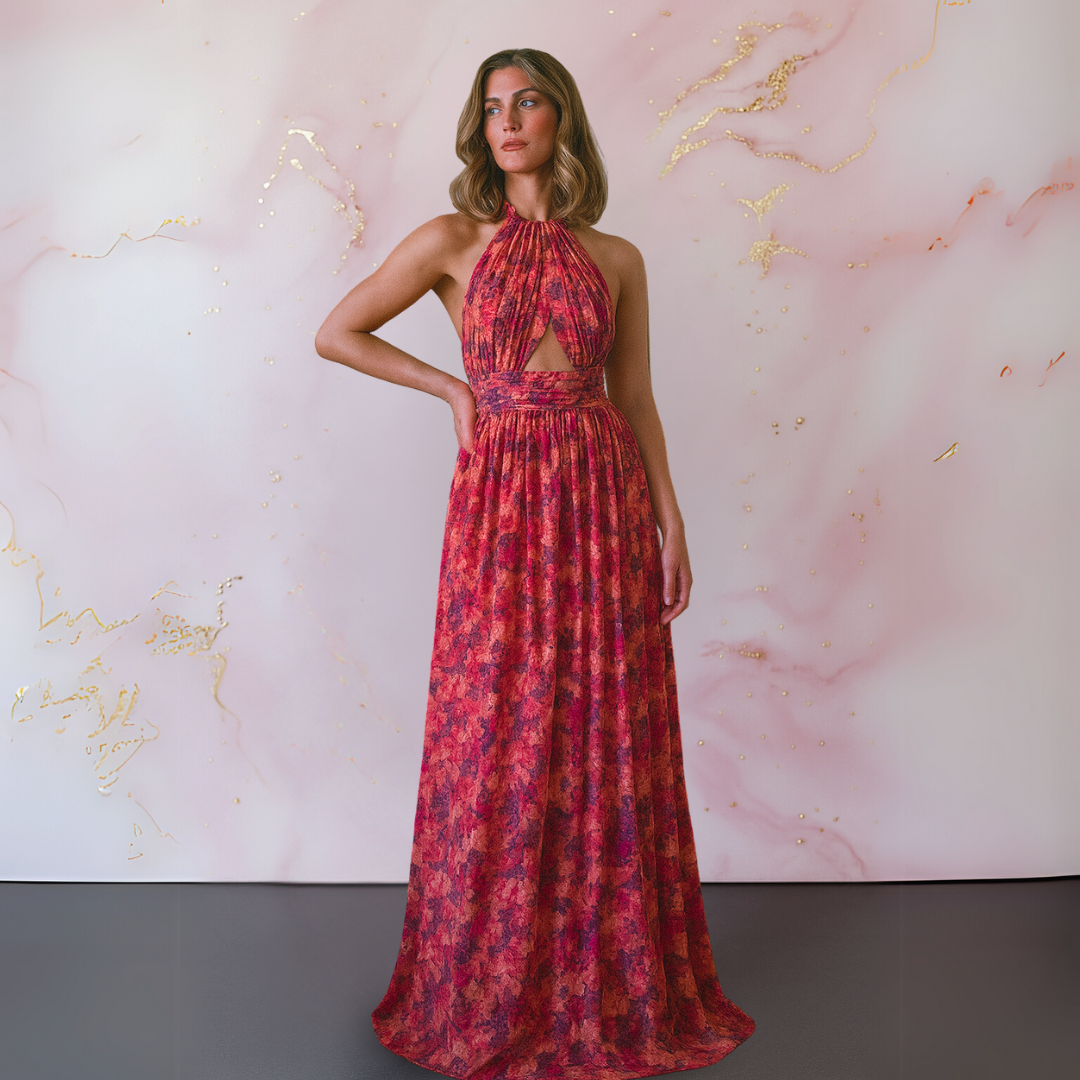 Beautiful Flower Long Evening Dress