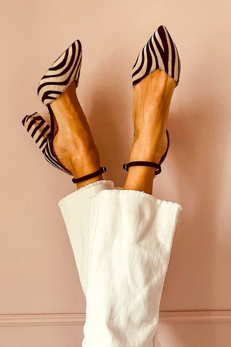 Animal Print Buckle Sandals with Block Heel - Olytrend