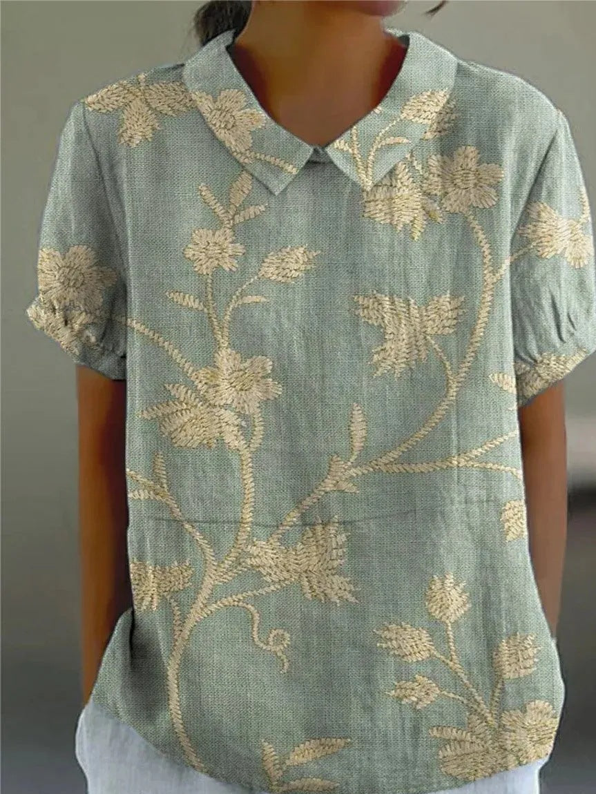 Beautiful Flower Pattern Blouse - Olytrend