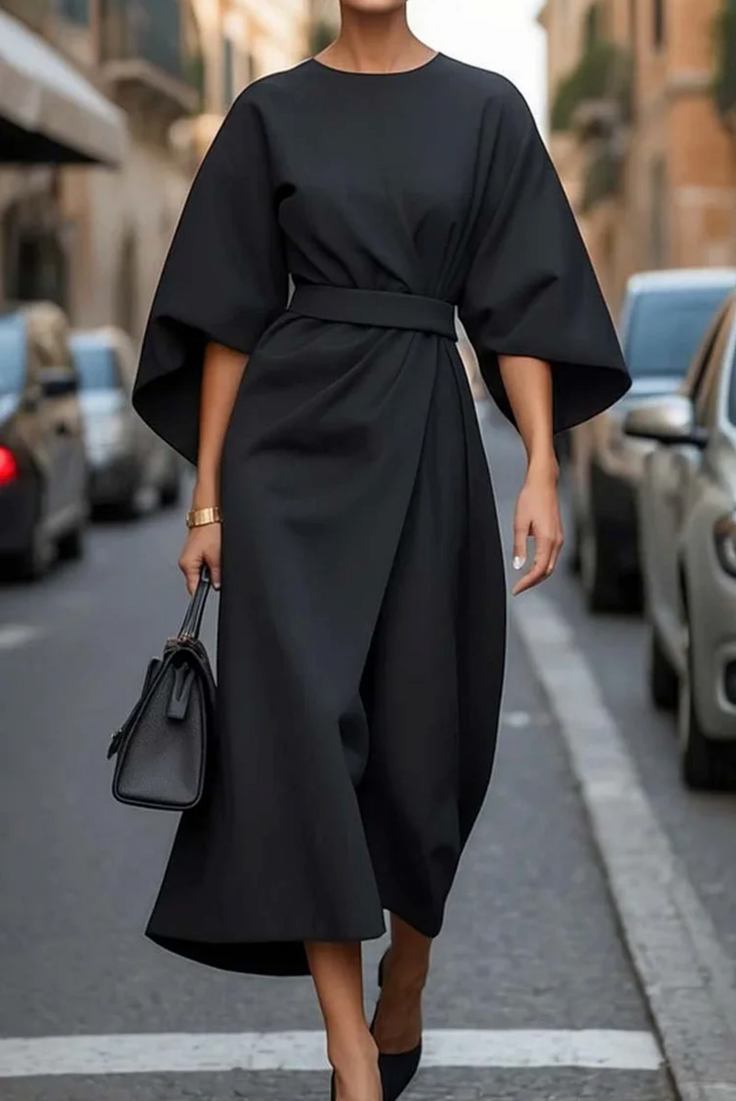 Beautiful Dress with Bell Sleeves - Olytrend