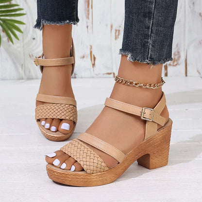 Braided High Heel Summer Sandals - Olytrend