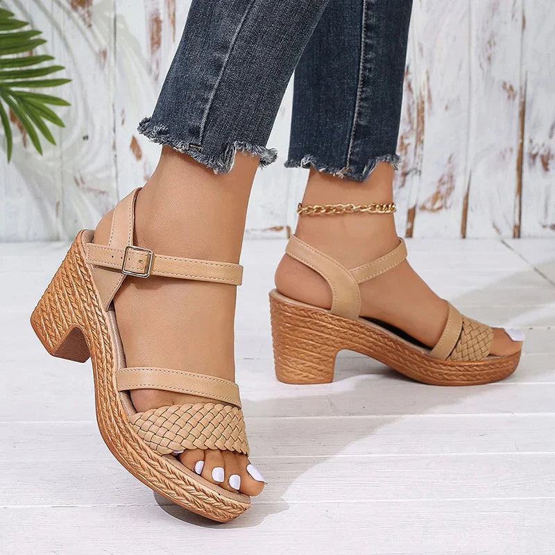 Braided High Heel Summer Sandals