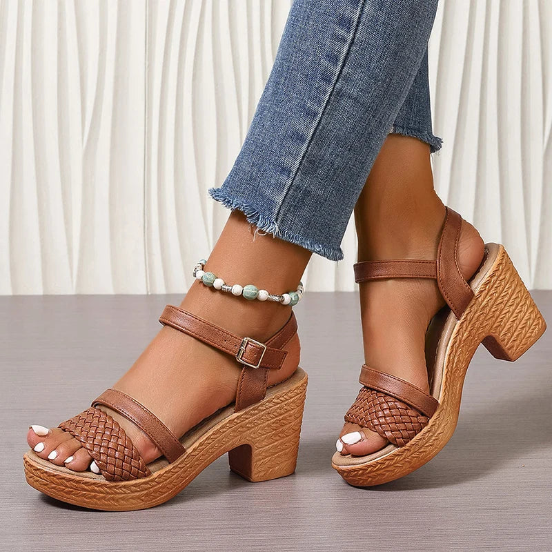 Braided High Heel Summer Sandals