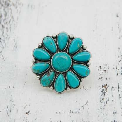Blue Floral Fashion Ring