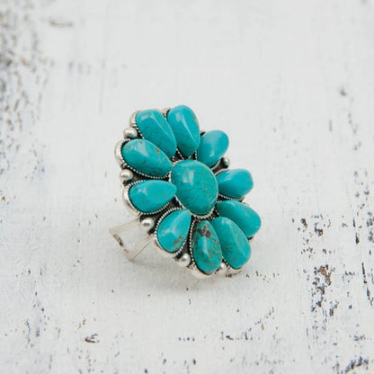 Blue Floral Fashion Ring