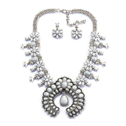Bohemian Blue Floral Necklace Set