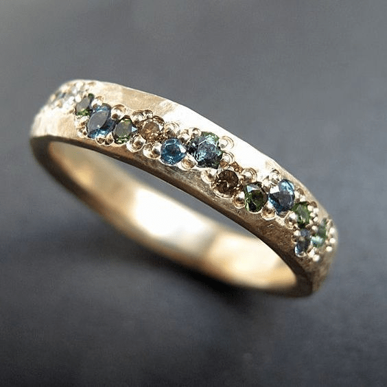 Antique Style Multi Color Gold Band Ring - Olytrend