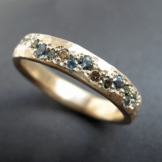 Antique Style Multi Color Gold Band Ring - Olytrend