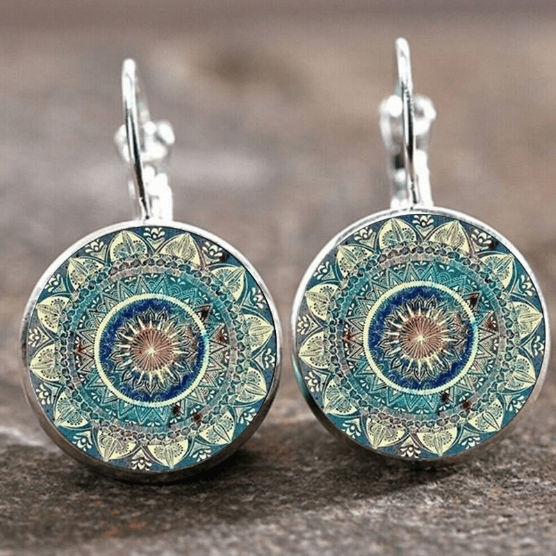 Bohemian Circle Floral Drop Earrings - Olytrend