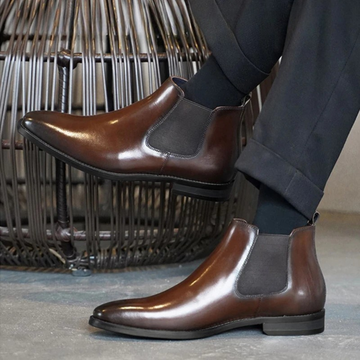 Authentic Men's Genuine Leather Chelsea Ankle Boots