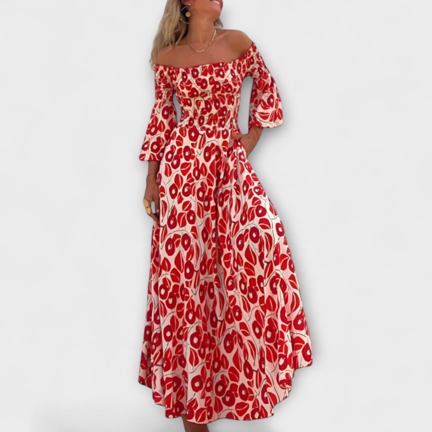 Beachy Floral Cold Shoulder Summer Dress