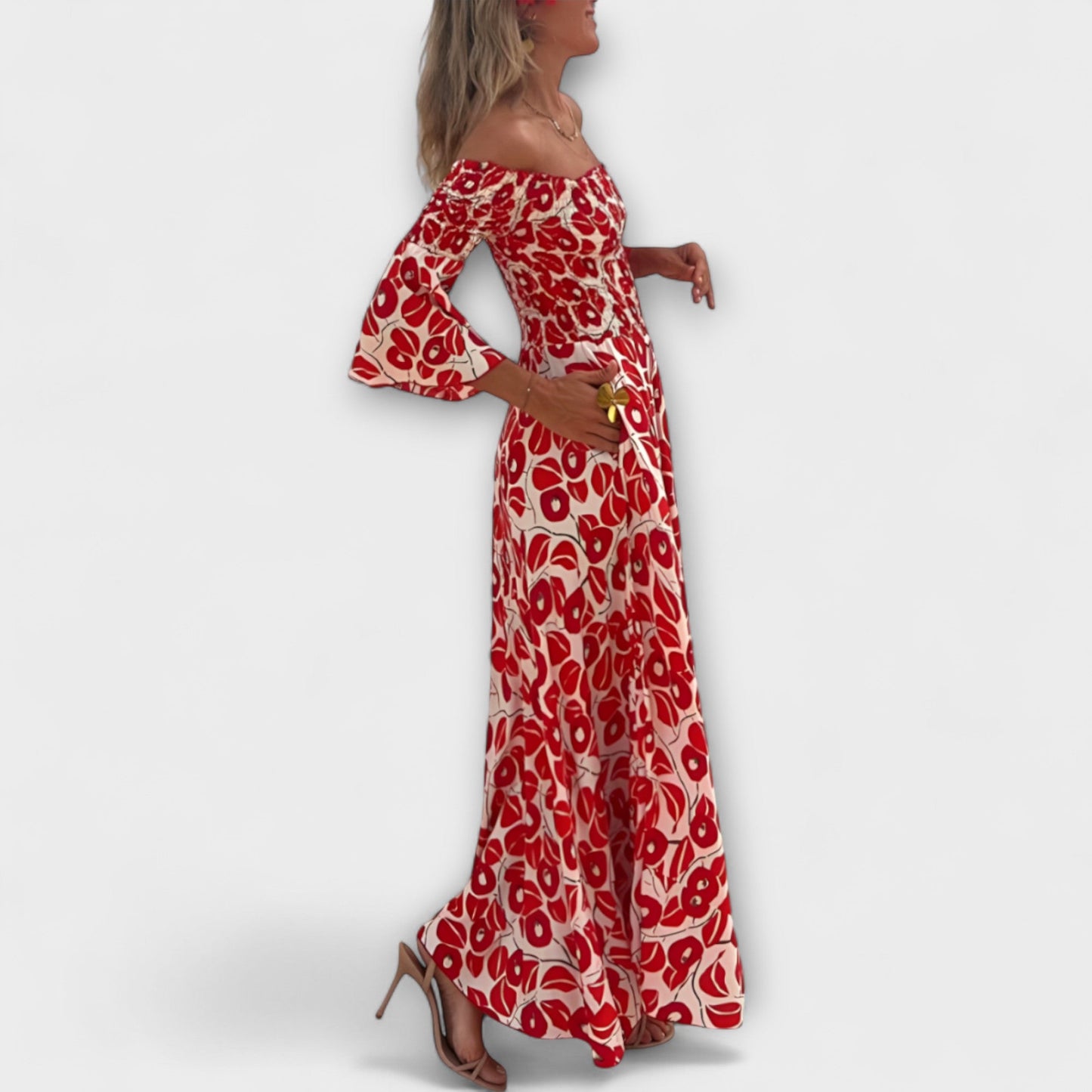 Beachy Floral Cold Shoulder Summer Dress