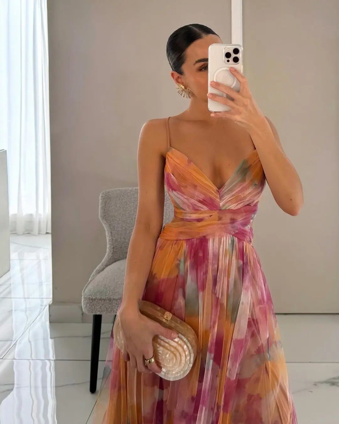 Floral Maxi Dress for Women – Elegant & Airy Summer Wedding Guest Attire-Caliboot