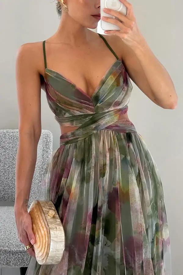 Floral Maxi Dress for Women – Elegant & Airy Summer Wedding Guest Attire-Caliboot