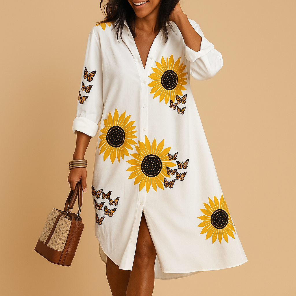 Elegant summer dress for women named Liana, featuring soft breathable fabric, a flattering fit, and a timeless design ideal for warm summer days.